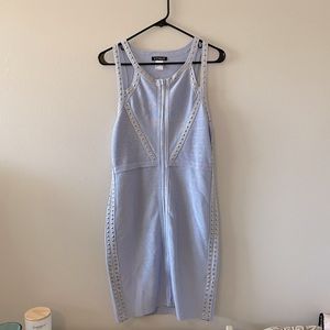 Light Blue Bandage Dress with Gold detail